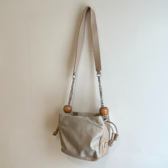 Versace Versus Beige Leather and Canvas Bucket Purse - Picture 1 of 12